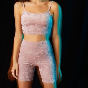 Pink crushed velvet Aritzia bicycling shorts NWT